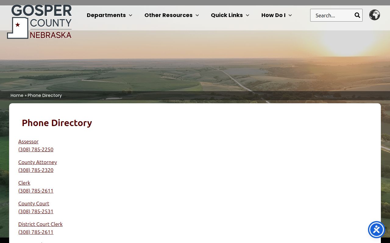 Gosper County warrant search court and sheriff contacts