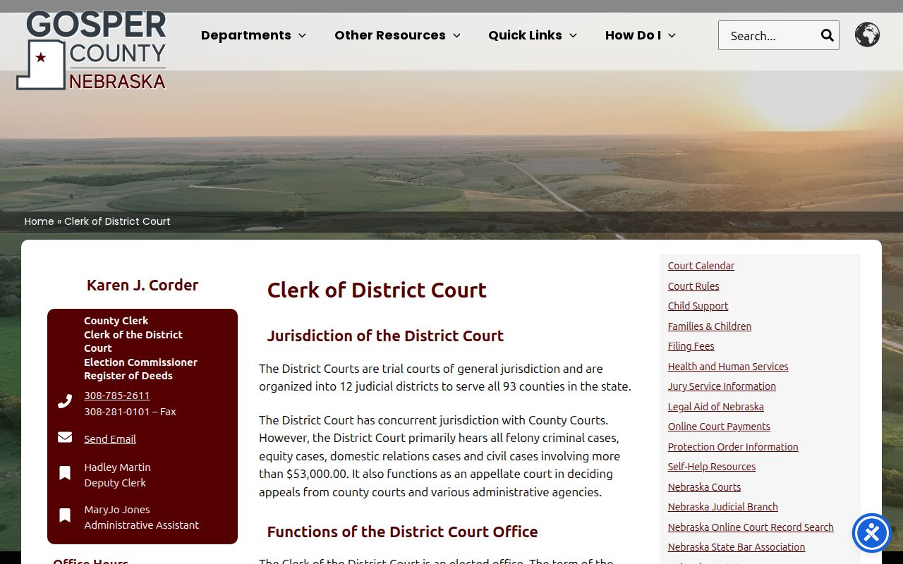 Gosper County warrant search records maintained by the clerk