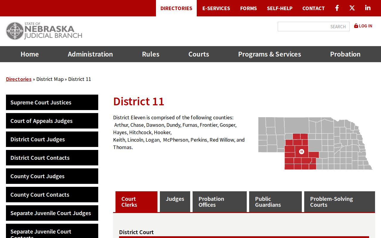 Gosper County warrant search District 11 court map