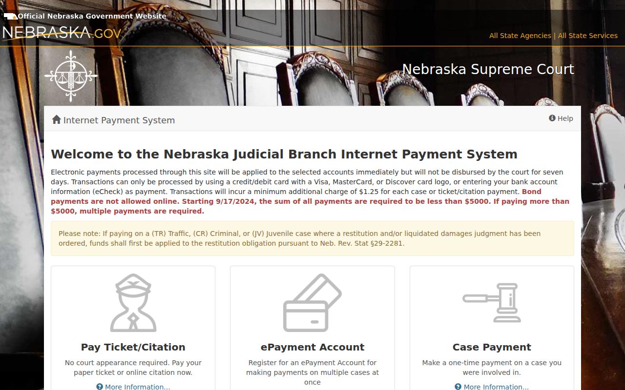 Gosper County traffic warrant records fine and fee payment route