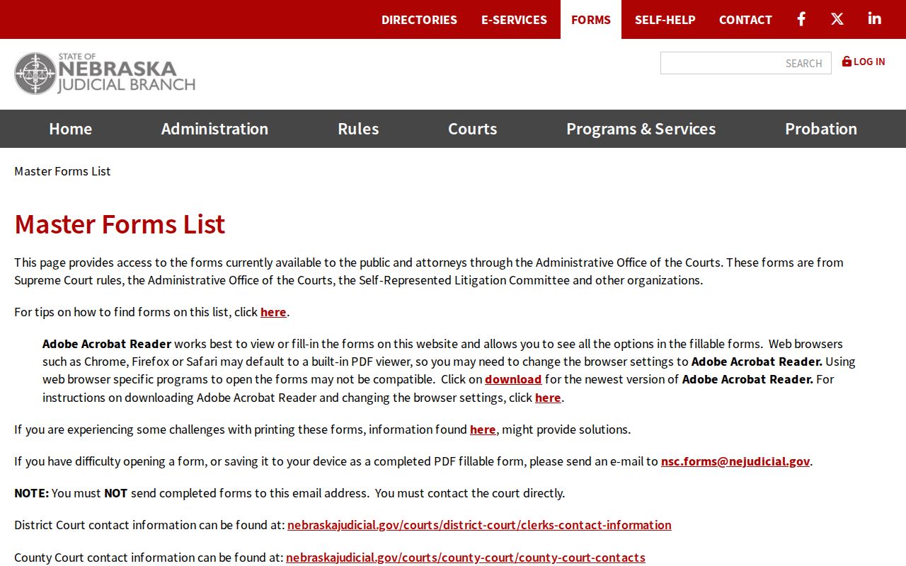 Gosper County bench warrant records Nebraska form reference