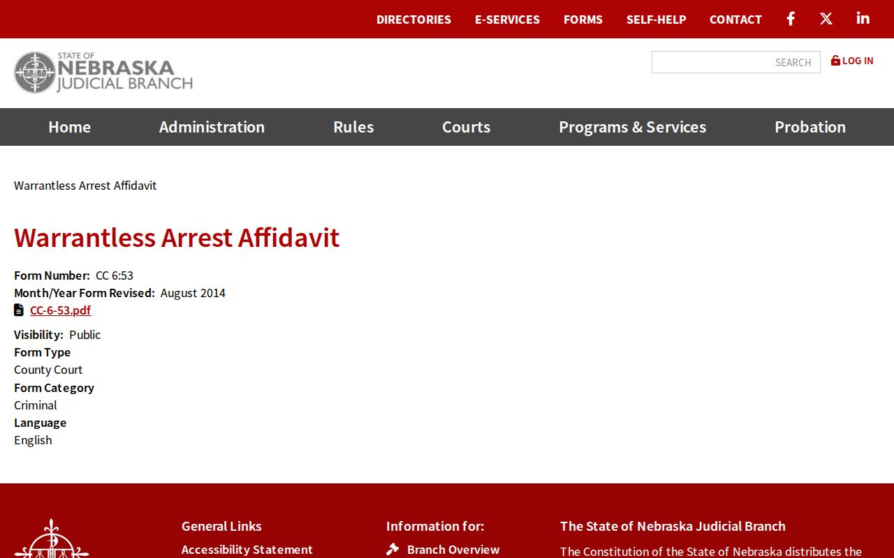 Gosper County bench warrant records county criminal form