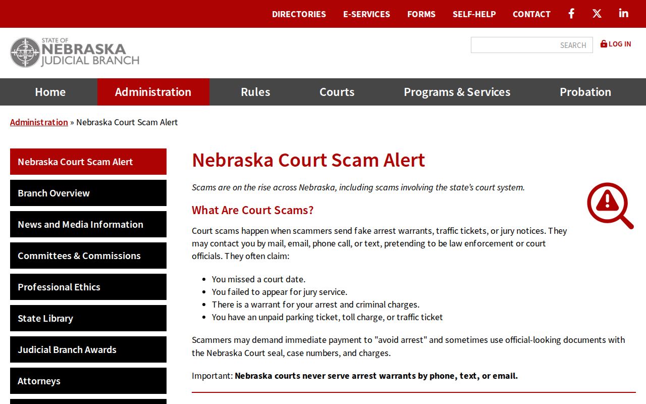 Gosper County municipal warrant records court role warning